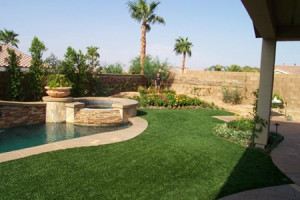 artificial grass around pool