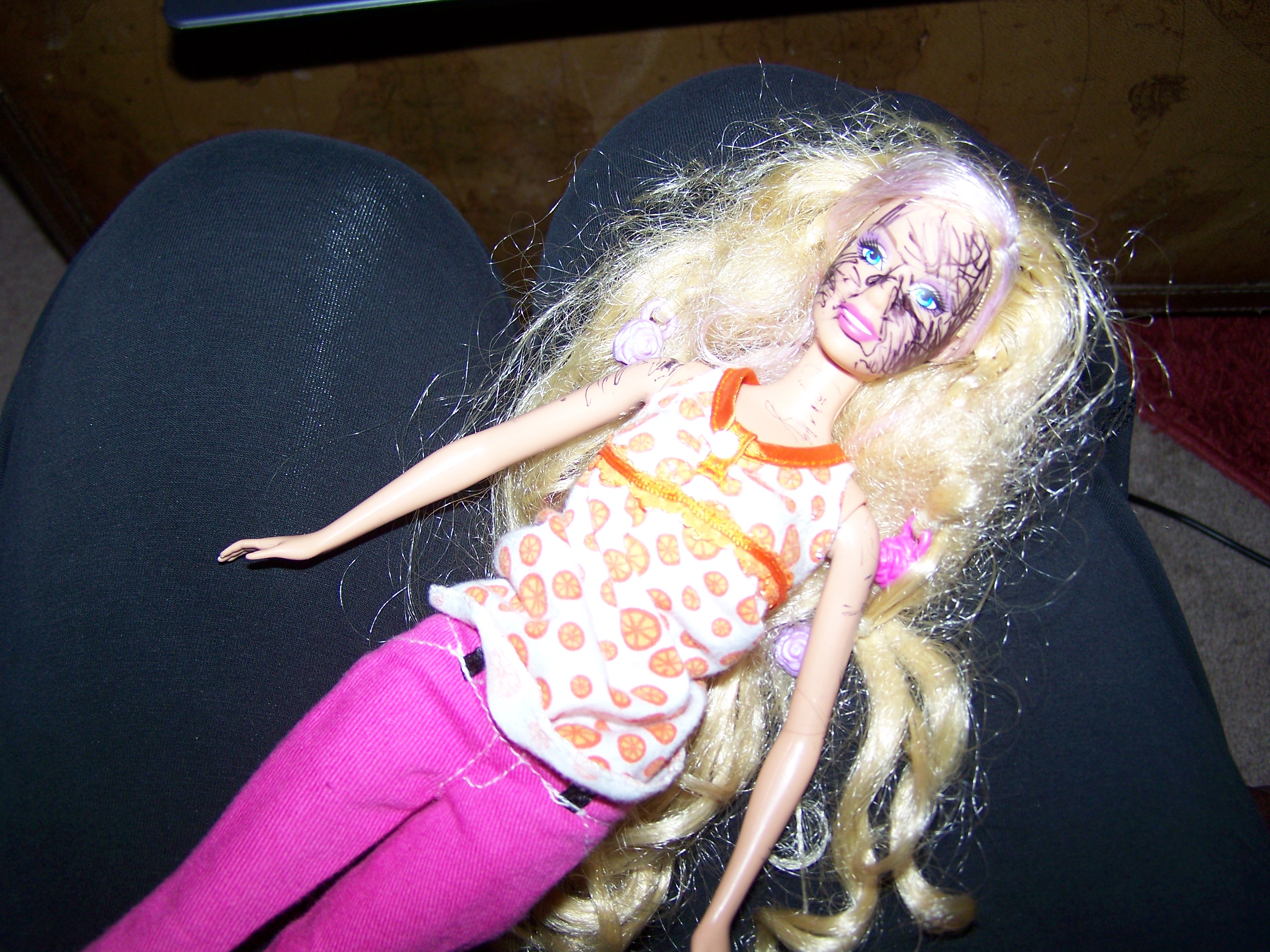Remove Pen Marks on Barbies Face